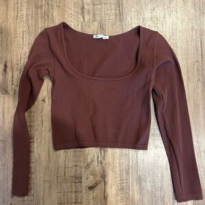 Zara Ribbed Crop Top - Warm Brown